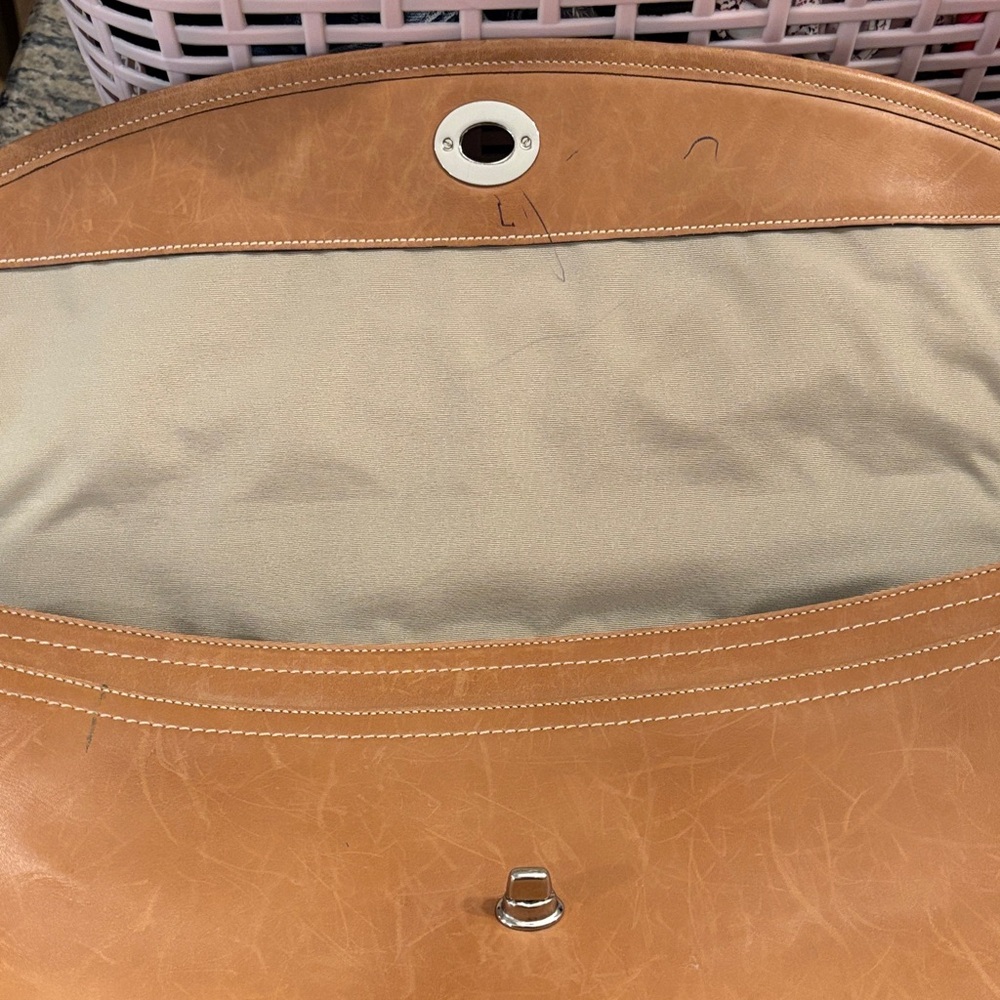 Vintage Coach Tan Leather Briefcase Messenger Bag Turnlock Laptop Bag - Picture 5 of 12